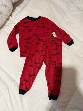 Kids Red Pajama Set with Black Trim